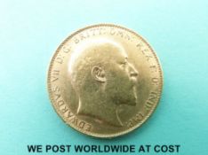 A 1909 Edward VII gold full sovereign