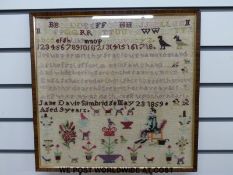 A Victorian wool sampler by Jane Davis Slimbridge May 23, 1859,