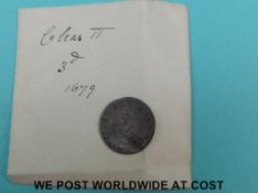 Charles II maundy threepence 1679 better than fine