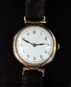 Rolex 9ct gold gentleman's wristwatch with blued hands and Arabic numerals,