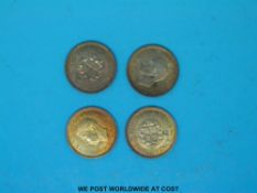 Four George VI 1937 Maundy three penny coins