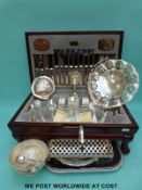 A Viners cased canteen of cutlery and a quantity of further silver plated items including tray,
