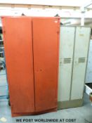A floor standing tool cabinet and further double locker unit,