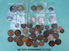 A cachet of 18th and 19thC and early 20thC overseas and UK coinage, includes an early jeton,