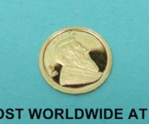 Six miniature gold Princess Diana commemorative coins,