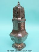 A hallmarked silver pedestal sugar caster, Birmingham 1970 maker S.J.