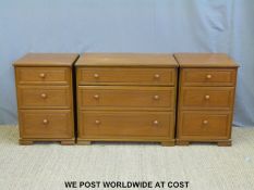 Stag light wood chest of drawers and two bedside cabinets (largest W80 x D46 x H69cm)