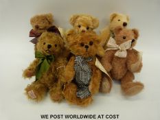 Six Deans Rag Book teddy bears, Grandpa Terry, Cousin William, George, Horace, Hardy and Hector,