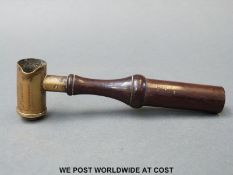 G & JW Hawksley brass adjustable powder and shot measure with turned rosewood handle.