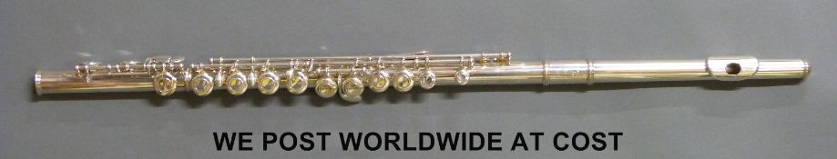 A cased flute by Trevor James of London,