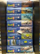 Eight Revell 1:72 scale model aircraft kits,