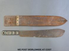 A WWII machete stamped JJB 1944 and with broad arrow above,