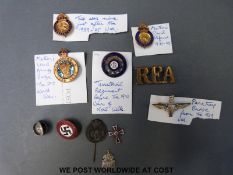 A quantity of military and similar badges including enamel, North Somerset Yeomanry O C A,