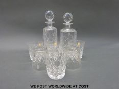 Royal Doulton crystal decanter and six whisky tumblers together with another similar decanter