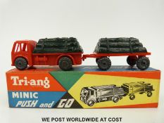Tri-ang Minic Push and Go model Log Lorry and Trailer