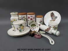 A collection of Portmeirion Botanic Garden to include storage jars, jardinieres, rolling pin,