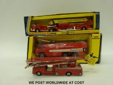 Three Corgi Toys diecast model fire engines, American LaFrance Aerial Rescue Truck 1143,