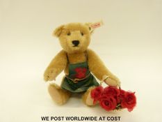 Steiff Original Great Britain exclusive The Gardening Teddy Bear with brown mohair, jointed limbs,