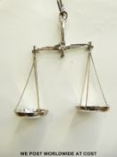 Four c19thC and later travelling beam scales, aluminium Octopus spring balance,