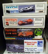 Four Fujimi, Protar and Union Collections model Le Mans car kits, McLaren F1 GTR Short Tail,