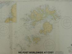 A quantity of c1970's shipping charts to include Scilly Isles, Cornwall, Bristol etc.