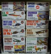 Twelve Airfix 1:72 scale model aircraft kits,