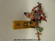 Three Pelham puppets Baby Dragon, Perky and the King,