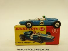 Dinky Toys diecast model Cooper Racing Car with blue body, racing number 20, 240, in original box.