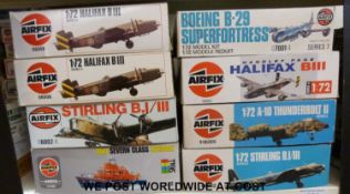 Eight Airfix 1:72 scale model aircraft kits,
