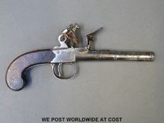 Ketland & Co London Queen Anne hammer action flintlock pocket pistol,