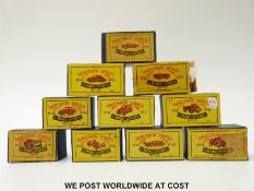 Ten Matchbox Moko Lesney 1-75 series diecast model vehicles comprising 12, 17, 28, 39, 40, 46, 52,