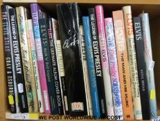 A collection of large hardbacked coffee table, largely pictorial books about Elvis Presley,