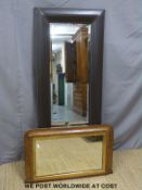 A walnut framed inlaid mirror together with a contemporary bevelled full length example