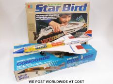 Japanese battery operated Super-Sonic Concorde together with a MB Games Star-Bird space ship,