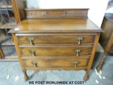 An oak mirror back dressing table, wide 114cm,