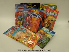 Twelves Star Trek, Bruce Lee, Robotech, Captain Power and other action figures,
