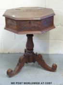 A 19thC oak octagonal tripod table with lift up flap (W61 x H77cm)