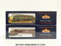 Two Bachmann 00 gauge Class 42 diesel locomotives 'Onslaught' D832 32-051 and 'Foxhound' D817