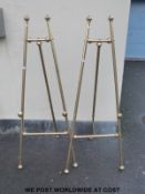 A pair of brass easels for gallery, restaurant or shop use,