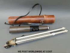 Swift Mark II spotting scope zoomscope 25x-60x 60mm model 841 in leather case on folding tripod