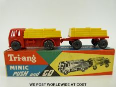 Tri-ang Minic Push and Go model Timber Lorry and Trailer