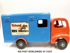 Tri-ang large scale tin plate model Horse Transporter painted in red and blue livery