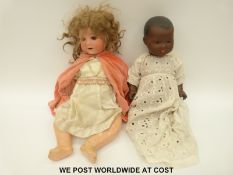 Armand Marseille bisque headed black doll with open mouth,