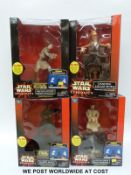 Four Star Wars interactive figures, Dancing Jar Jar Binks, Darth Maul,