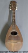 Domenico Zaroni Napoli bowl backed mandolin with mother of pearl decoration around sound hole