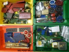 A quantity of vintage Meccano, to include pulleys, shafts, girders,