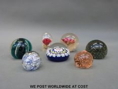 Collection of glass paperweights including Caithness,
