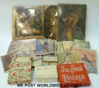 Fifteen wooden jigsaw puzzles including Victorian sentimentalist 'Saved from the Plague',