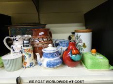 A collection of ceramics including large Crown Ducal chintz bowl, Poole, Portmeirion Botanic Garden,