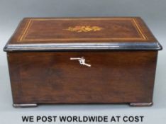 A late 19th century cylinder music box possibly manufactured by Paillard of St Croix but the